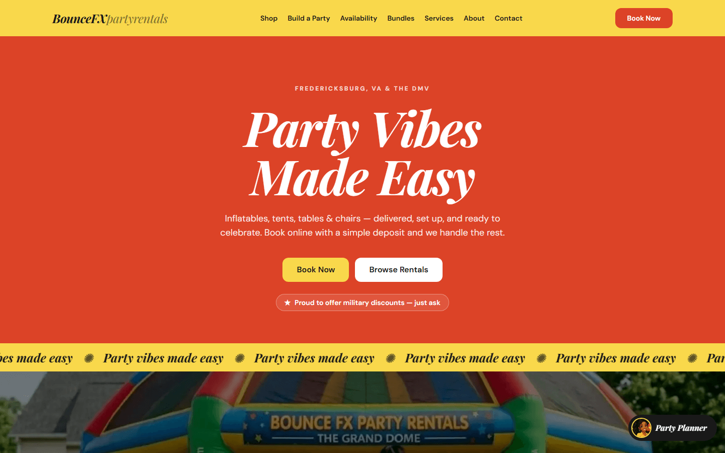 Bounce FX Party Rentals booking site